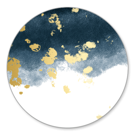 Waterverf donkerblauw gouden spetters